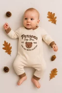 3-12 Ay Erkek Bebek Tulum Persona Bear Nakışlı Kahverengi