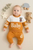 3-18 Ay Erkek Bebek Alt&Üst Takımı Baby 2li Hardal