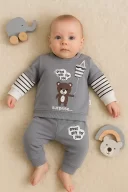 3-18 Ay Erkek Bebek Takımı Gift For You 2li Gri