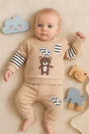 3-18 Ay Erkek Bebek Takımı Gift For You 2li Krem