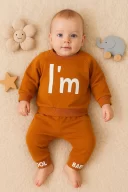 3-18 Ay Erkek Bebek Takımı Im Cool 2li Kahverengi