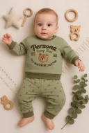 3-18 Ay Erkek Bebek Takımı Persona Bear Nakışlı 2li Yeşil