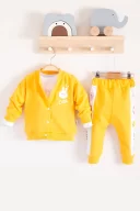 3-18 Ay Kız Bebek Takımı Cute Funny Kapişonlu 3lü Sarı
