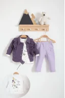 3-18 Ay Kız Bebek Takımı Fırfır Detay 3 Lü Mor