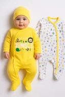 3-6 Ay Jungle Erkek Bebek 4lü Tulum Seti Sarı