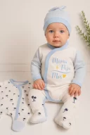 3-6 Ay Marin Kravuze Erkek Bebek 4lü Tulum Seti Mavi