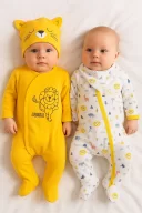 3-6 Ay Mini Jungle Aslan Erkek Bebek 4lü Tulum Seti Sarı