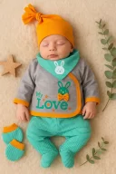 3 Ay Bebek Hastane Takımı Love 5li Erkek Yeşil