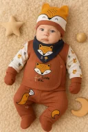 3 Ay Erkek Bebek Hastane Çıkışı Little Fox 5li Kahverengi