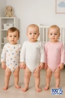 3lü Natural Bebek Kalpli Badi Zıbın - Beyaz Pembe