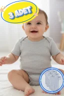 3’lü Kısa Kol Büyük Beden Body Zıbın Gri – Pamuklu, Alttan Çıtçıtlı, Rahat, Çocuklar İçin