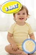 3’lü Kısa Kol Büyük Beden Body Zıbın Sarı – Pamuklu, Alttan Çıtçıtlı, Rahat, Çocuklar İçin