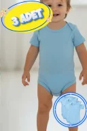 3’lü Kısa Kol Büyük Beden Body Zıbın Mavi – Pamuklu, Alttan Çıtçıtlı, Rahat, Çocuklar İçin