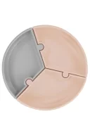 OiOi Puzzle Vakum Tabanlı Silikon Tabak Bubble Beige / Powder Grey