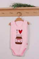 Yeni Doğan 3-12 Ay Çikolata Askılı Unisex Body Pembe