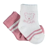 Bibaby Biorganic Bear 2Li Kız Çorap 68412 Gül Kurusu