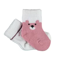 Bibaby Biorganic Happy Bear 2Li Çorap 68413 Gül Kurusu