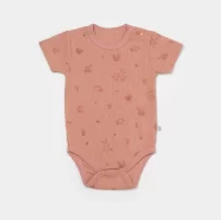 Bibaby Biorganic Waffle Deer And Bird Kısa Kol Body 56984 Ekru Rose