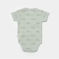 Bibaby Biorganic Waffle I Love My Mama Kısa Kol Body 56982 Bej-Mint