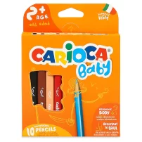 Carioca Jumbo Bebek Üçgen Kuru Boya Kalemi 10Lu +2 Yaş