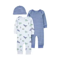 Carters Erkek Bebek Tulum Set 3lü Paket 1R038410 Mavi