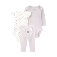 Carters Kız Bebek Body Pantolon Set 3Lü Paket 1R034810 Renkli