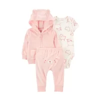 Carters Kız Bebek Hırkalı Set 3lü Paket 1R039810 Pembe