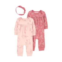 Carters Kız Bebek Tulum Set 3lü Paket 1R038810 Renkli