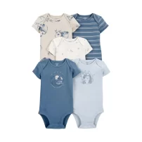 Carters Layette Erkek Bebek 5Li Kısa Kol Body 1P566310 Karışık Renkli