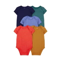 Carters Layette Erkek Bebek 5Li Kısa Kol Body 1Q934710 Karışık Renkli