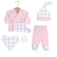 Ciccim Baby Ekose 5Li Zıbın Set 4867 Pembe