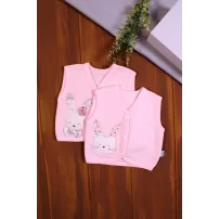 Yeni Doğan 3-9 Ay Kapitone Kız Bebek Yeleği 2li Paket Pembe