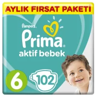 Prima Bebek Bezi Aktif Bebek 6 Beden Aylık Fırsat Paketi 102 Adet