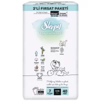 Sleepy Bio Natural Bebek Bezi 2Li Fırsat Paketi 7 Beden 40 Adet