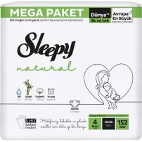 Sleepy Natural Bebek Bezi Mega Fırsat Paketi 4 Beden 7-14 Kg 152 Adet