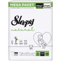 Sleepy Natural Bebek Bezi Mega Fırsat Paketi 5 Beden 11-18 Kg 112 Adet