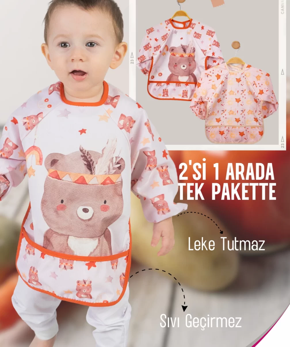 Bohem Bear 2li Kombin Kollu Mama Önlüğü