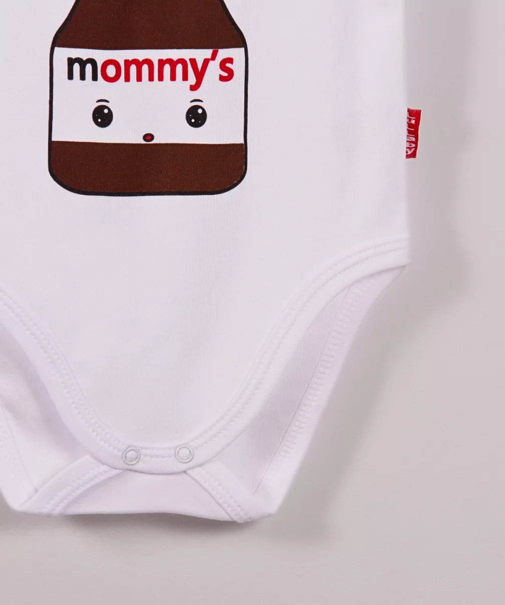 Yeni Doğan 3-12 Ay Daddys Çikolata Askılı Unisex Body Beyaz