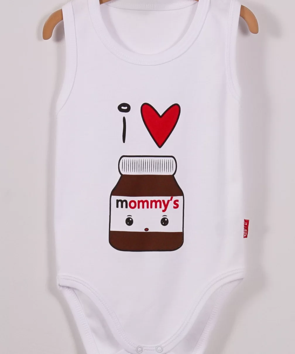 Yeni Doğan 3-12 Ay Mommys Çikolata Askılı Unisex Body Beyaz