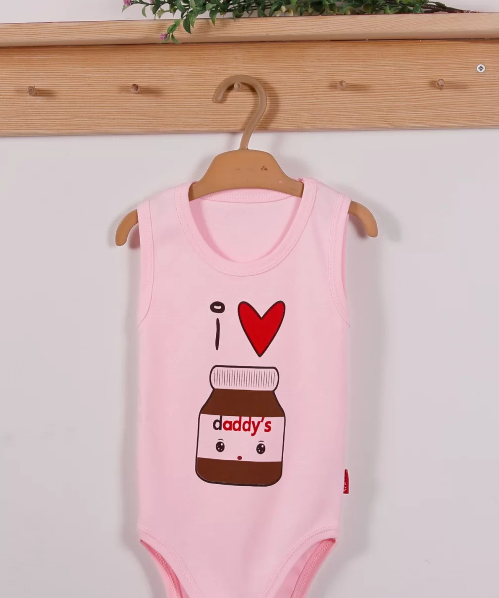 Yeni Doğan 3-12 Ay Çikolata Askılı Unisex Body Pembe