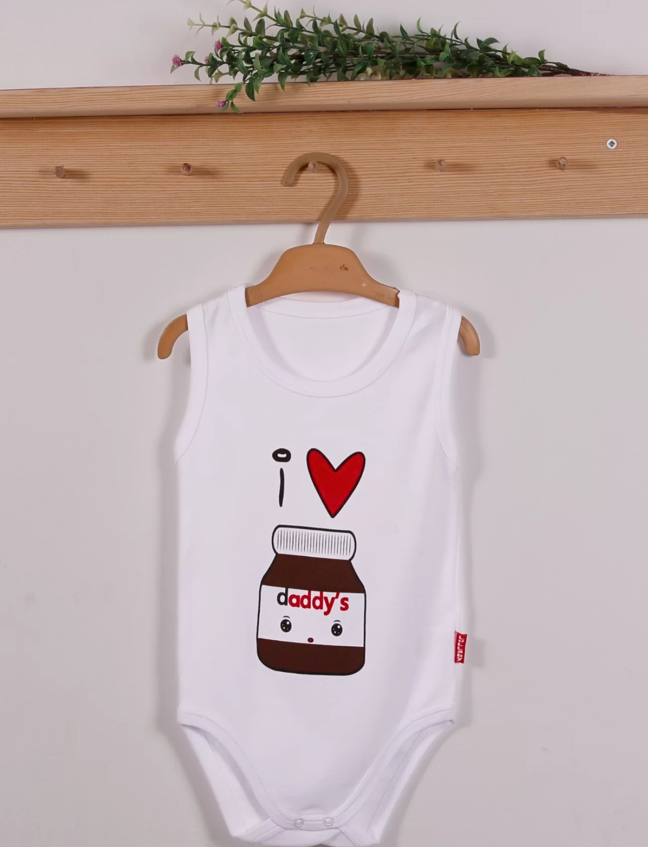 Yeni Doğan 3-12 Ay Daddys Çikolata Askılı Unisex Body Beyaz