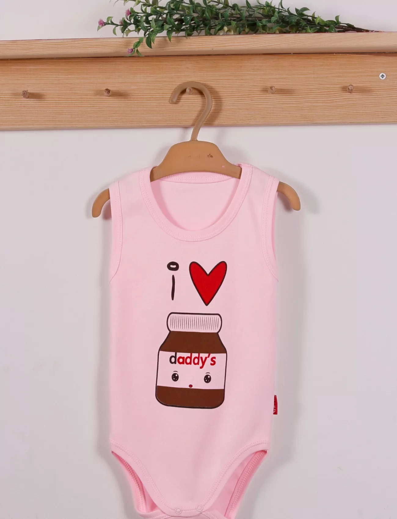 Yeni Doğan 3-12 Ay Çikolata Askılı Unisex Body Pembe