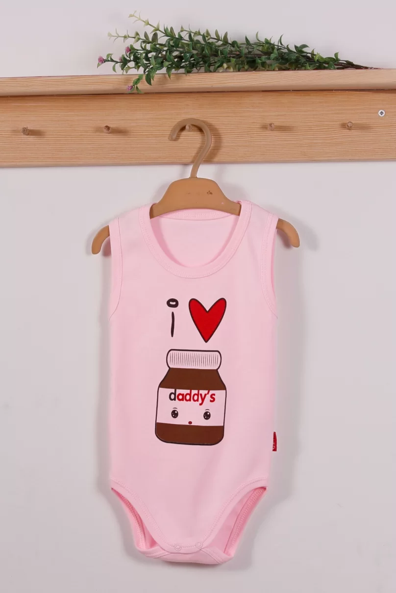 Yeni Doğan 3-12 Ay Çikolata Askılı Unisex Body Pembe