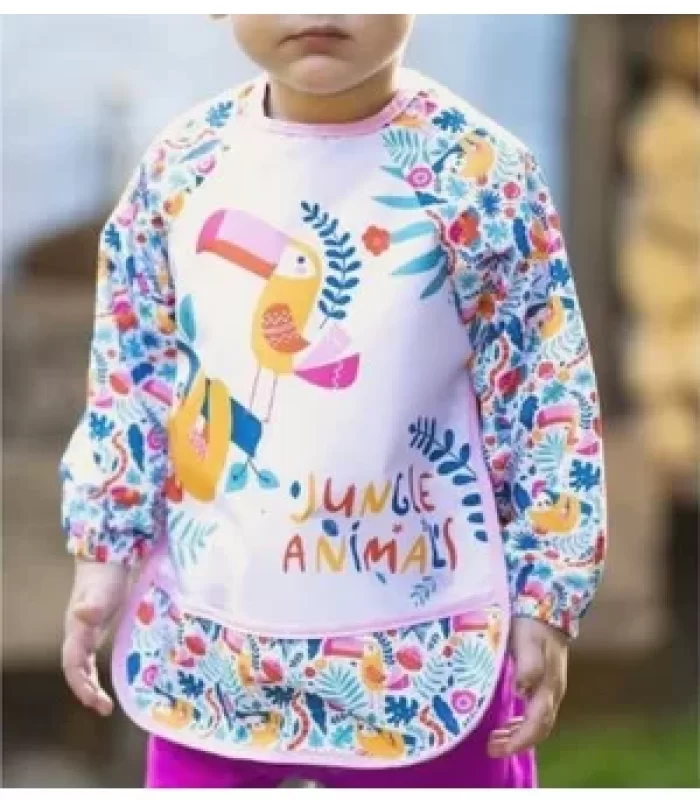 Hayvan Figür Sıvı Geçirmez 2li Paket Uzun Kollu Mama Önlüğü