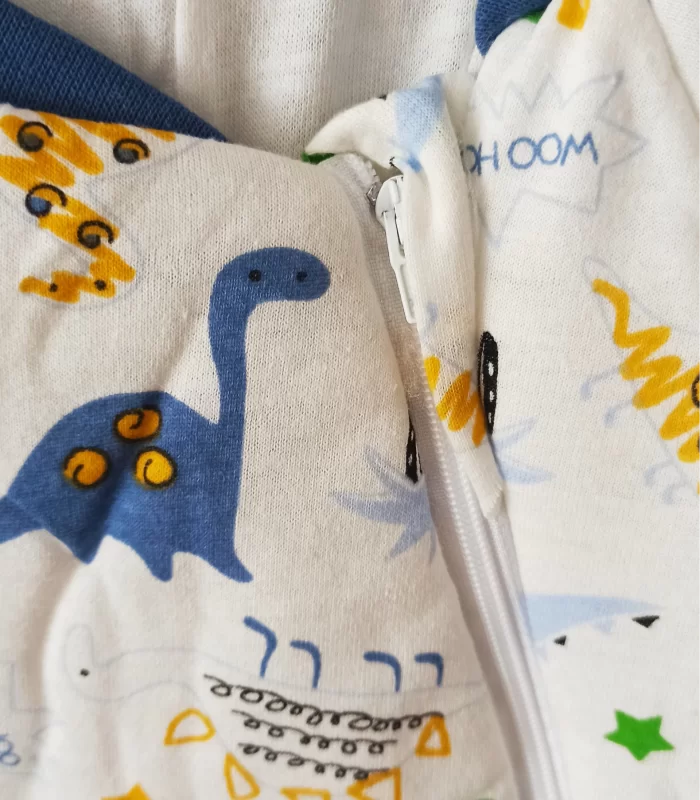 Mavi Dinozor Desenli Çocuk Uyku Tulumu Mavi