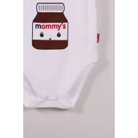 Yeni Doğan 3-12 Ay Daddys Çikolata Askılı Unisex Body Beyaz