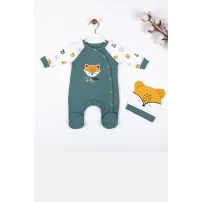 3-9 Ay Erkek Bebek Tulumu Little Fox Yeşil