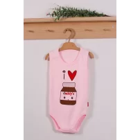 Yeni Doğan 3-12 Ay Çikolata Askılı Unisex Body Pembe