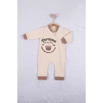 3-12 Ay Erkek Bebek Tulum Persona Bear Nakışlı Kahverengi