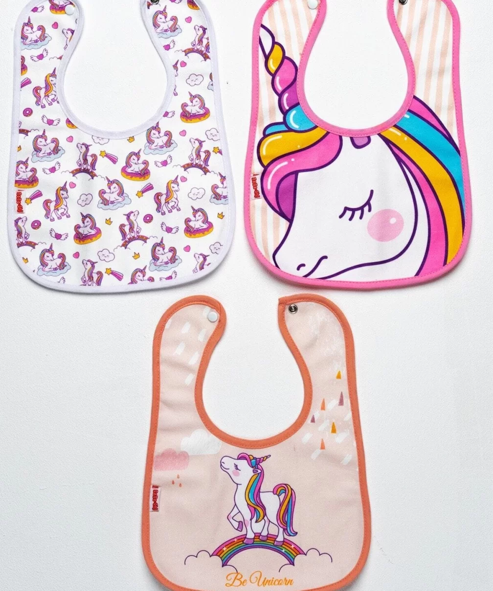 Unicorn Tema Kare 3 Parça Microfiber Mama Önlüğü Kutulu